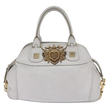 GIVENCHY Hand Bag Leather 2way Gold White Auth kk559 - 0