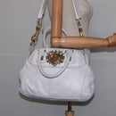 GIVENCHY Hand Bag Leather 2way Gold White Auth kk559-23