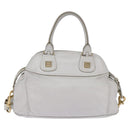 GIVENCHY Hand Bag Leather 2way Gold White Auth kk559-3