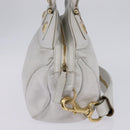 GIVENCHY Hand Bag Leather 2way Gold White Auth kk559-4