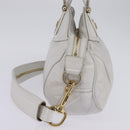GIVENCHY Hand Bag Leather 2way Gold White Auth kk559-5