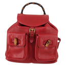 GUCCI Bamboo Backpack Leather Red Gold 003 2058 0016 Auth kk563-2