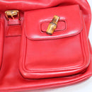 GUCCI Bamboo Backpack Leather Red Gold 003 2058 0016 Auth kk563-23