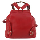 GUCCI Bamboo Backpack Leather Red Gold 003 2058 0016 Auth kk563-3