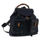 GUCCI Bamboo Backpack Leather Navy Gold 003 2058 0016 Auth kk564-1