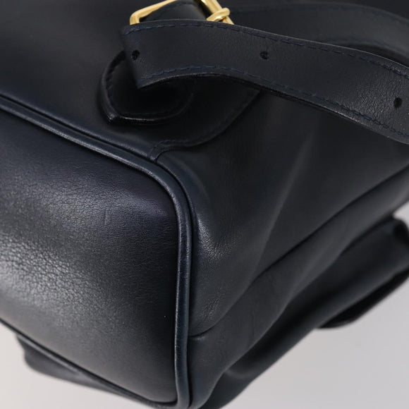 GUCCI Bamboo Backpack Leather Navy Gold 003 2058 0016 Auth kk564