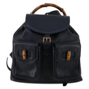 GUCCI Bamboo Backpack Leather Navy Gold 003 2058 0016 Auth kk564-13