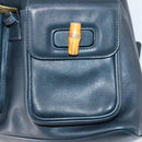 GUCCI Bamboo Backpack Leather Navy Gold 003 2058 0016 Auth kk564-24