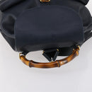 GUCCI Bamboo Backpack Leather Navy Gold 003 2058 0016 Auth kk564-6