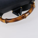 GUCCI Bamboo Backpack Leather Navy Gold 003 2058 0016 Auth kk564-7