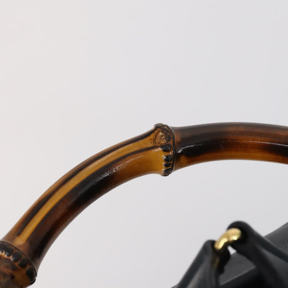 GUCCI Bamboo Backpack Leather Navy Gold 003 2058 0016 Auth kk564