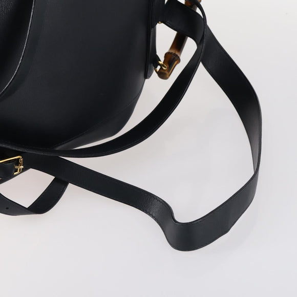 GUCCI Bamboo Backpack Leather Navy Gold 003 2058 0016 Auth kk564