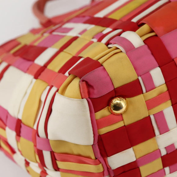 PRADA Hand Bag Nylon 2way Multicolor Gold Auth kk565