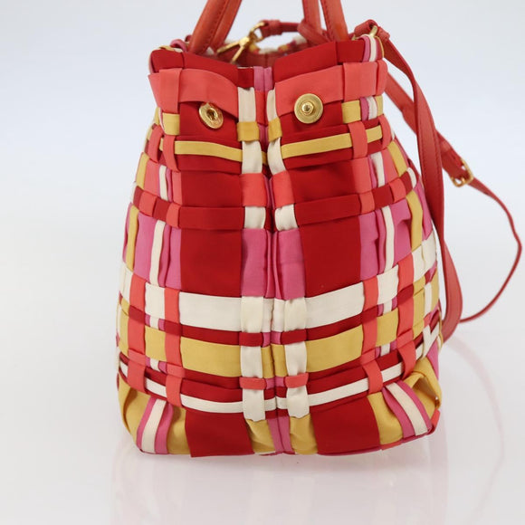 PRADA Hand Bag Nylon 2way Multicolor Gold Auth kk565