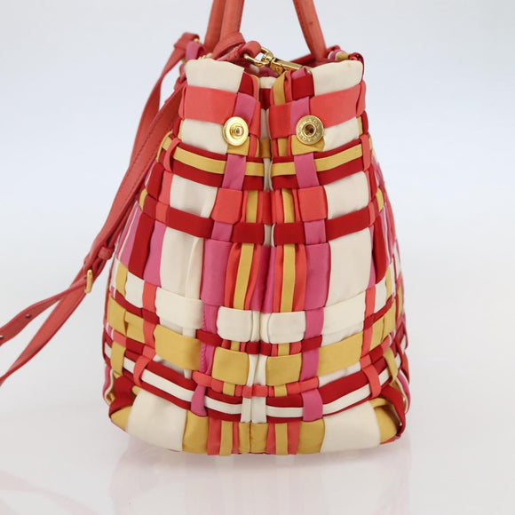 PRADA Hand Bag Nylon 2way Multicolor Gold Auth kk565