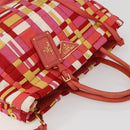 PRADA Hand Bag Nylon 2way Multicolor Gold Auth kk565-6