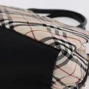 BURBERRY Nova Check Blue Label Hand Bag Nylon Gold Silver Auth kk569-9