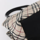 BURBERRY Nova Check Blue Label Hand Bag Nylon Gold Silver Auth kk569-14