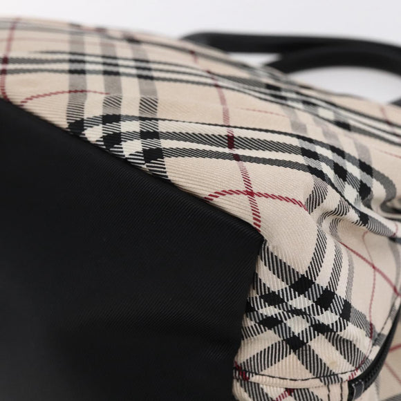 BURBERRY Nova Check Blue Label Hand Bag Nylon Gold Silver Auth kk569