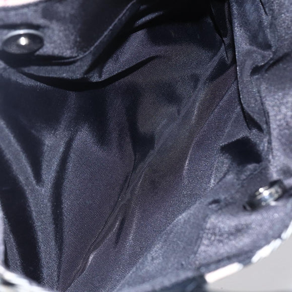 BURBERRY Nova Check Blue Label Hand Bag Nylon Gold Silver Auth kk569