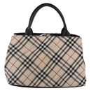 BURBERRY Nova Check Blue Label Hand Bag Nylon Gold Silver Auth kk569-13