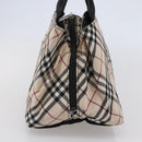 BURBERRY Nova Check Blue Label Hand Bag Nylon Gold Silver Auth kk569-4