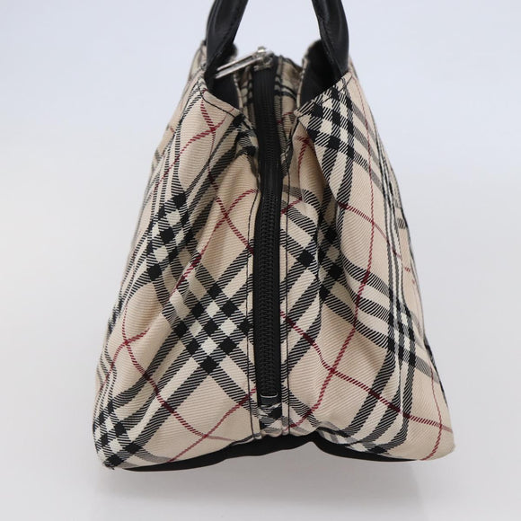 BURBERRY Nova Check Blue Label Hand Bag Nylon Gold Silver Auth kk569