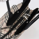 BURBERRY Nova Check Blue Label Hand Bag Nylon Gold Silver Auth kk569-6