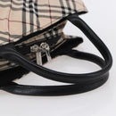 BURBERRY Nova Check Blue Label Hand Bag Nylon Gold Silver Auth kk569-7