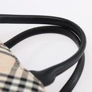 BURBERRY Nova Check Blue Label Hand Bag Nylon Gold Silver Auth kk569-8