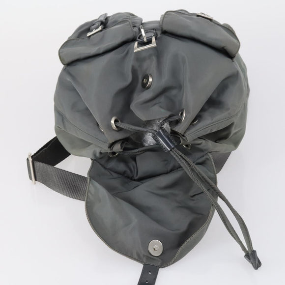 PRADA Backpack Nylon Gray Silver Auth kk572