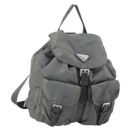 PRADA Backpack Nylon Gray Silver Auth kk572