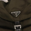 PRADA Backpack Nylon Green Silver Auth kk575-21