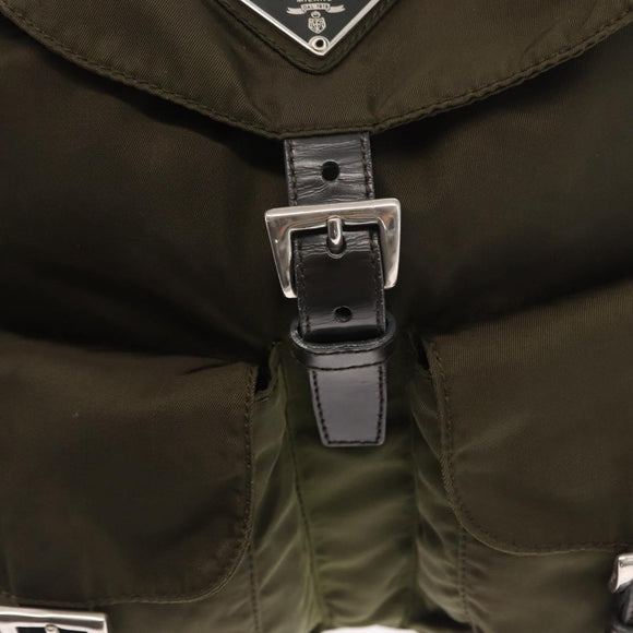 PRADA Backpack Nylon Green Silver Auth kk575