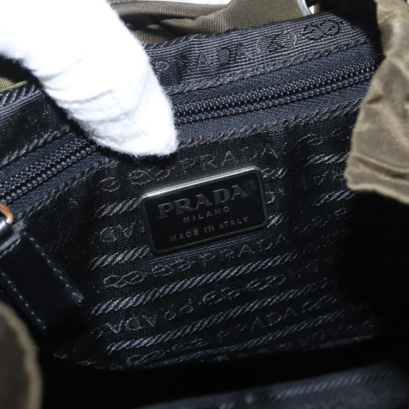 PRADA Backpack Nylon Green Silver Auth kk575