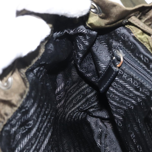 PRADA Backpack Nylon Green Silver Auth kk575