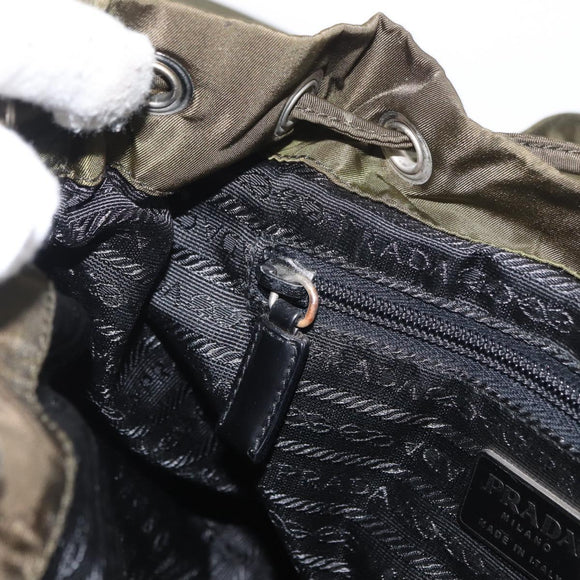 PRADA Backpack Nylon Green Silver Auth kk575