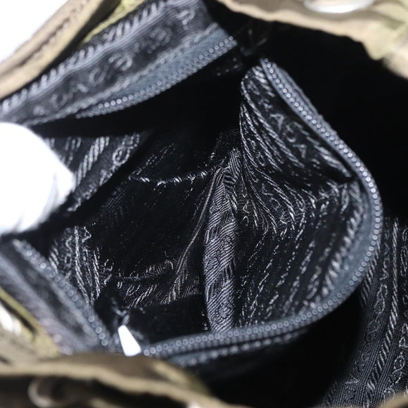 PRADA Backpack Nylon Green Silver Auth kk575