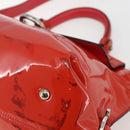 Salvatore Ferragamo Gancini Hand Bag Enamel 2way Red Silver Auth kk576-9
