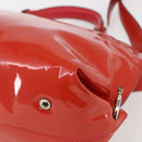 Salvatore Ferragamo Gancini Hand Bag Enamel 2way Red Silver Auth kk576-17