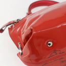 Salvatore Ferragamo Gancini Hand Bag Enamel 2way Red Silver Auth kk576-18