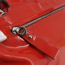 Salvatore Ferragamo Gancini Hand Bag Enamel 2way Red Silver Auth kk576-19