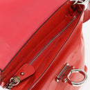 Salvatore Ferragamo Gancini Hand Bag Enamel 2way Red Silver Auth kk576-10