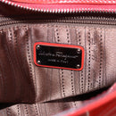 Salvatore Ferragamo Gancini Hand Bag Enamel 2way Red Silver Auth kk576-21