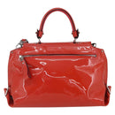 Salvatore Ferragamo Gancini Hand Bag Enamel 2way Red Silver Auth kk576-2