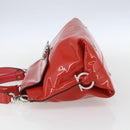 Salvatore Ferragamo Gancini Hand Bag Enamel 2way Red Silver Auth kk576-3