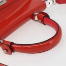 Salvatore Ferragamo Gancini Hand Bag Enamel 2way Red Silver Auth kk576-7