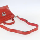 Salvatore Ferragamo Gancini Hand Bag Enamel 2way Red Silver Auth kk576-8