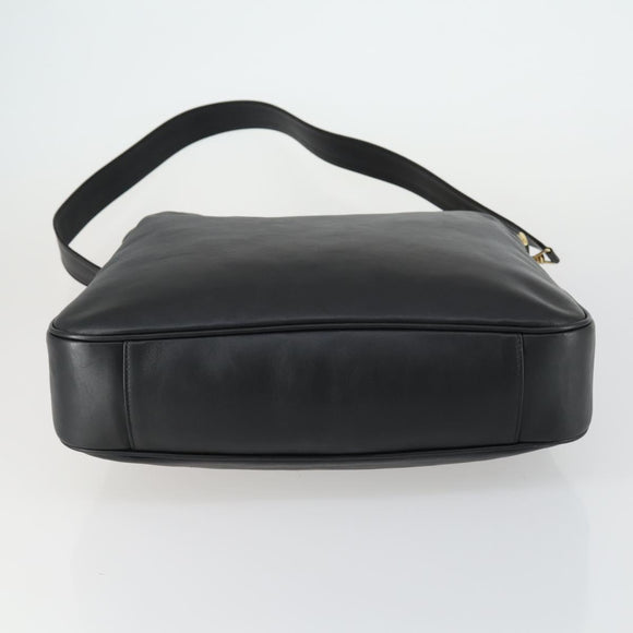 GUCCI Bamboo Shoulder Bag Leather 2way Black Gold 001 1577 2123 Auth kk577