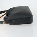 GUCCI Bamboo Shoulder Bag Leather 2way Black Gold 001 1577 2123 Auth kk577-4